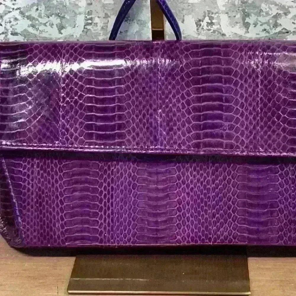 Purple Snake Skin Vintage Clutch / Crossbody Bag